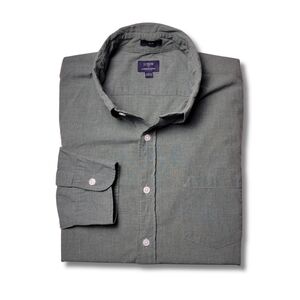 J. Crew Olive Green Heathered Cotton Slim Fit Button-Down Shirt L